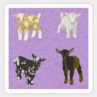 Baby Goats Pattern Purple Sticker